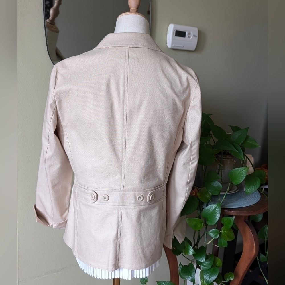 Liz Claiborne Women's Size Small Petite Beige Button Front Cotton Blazer - Picture 5 of 10